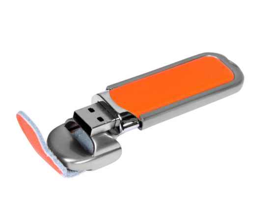 USB 2.0- флешка на 16 Гб с массивным классическим корпусом, 16Gb, 6212.16.08, Цвет: оранжевый,серебристый, Размер: 16Gb, изображение 2