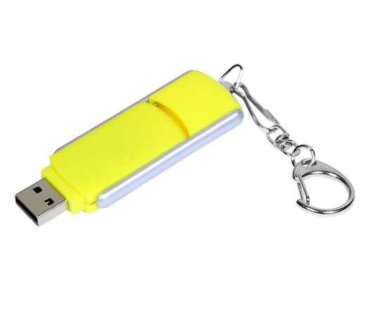 USB 2.0- флешка промо на 16 Гб с прямоугольной формы с выдвижным механизмом, 16Gb, 6040.16.04, Цвет: желтый,серебристый, Размер: 16Gb, изображение 2
