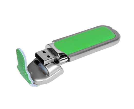 USB 2.0- флешка на 16 Гб с массивным классическим корпусом, 16Gb, 6212.16.03, Цвет: зеленый,серебристый, Размер: 16Gb, изображение 2