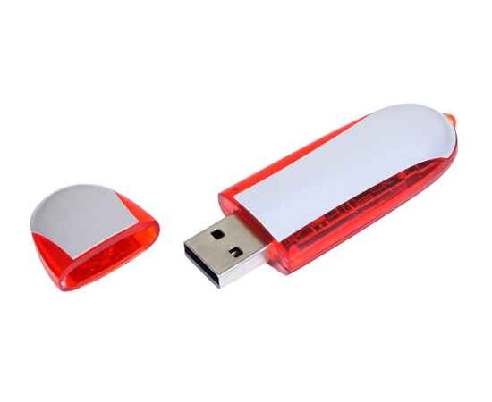USB 2.0- флешка промо на 16 Гб овальной формы, 16Gb, 6017.16.01, Цвет: серебристый,красный, Размер: 16Gb, изображение 2