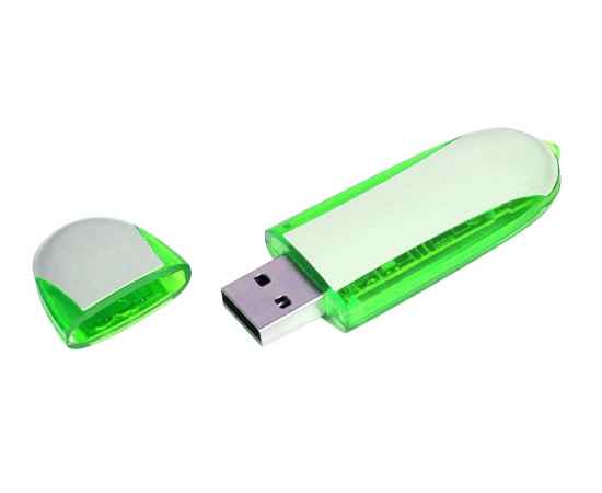 USB 2.0- флешка промо на 16 Гб овальной формы, 16Gb, 6017.16.03, Цвет: серебристый,зеленый, Размер: 16Gb, изображение 2