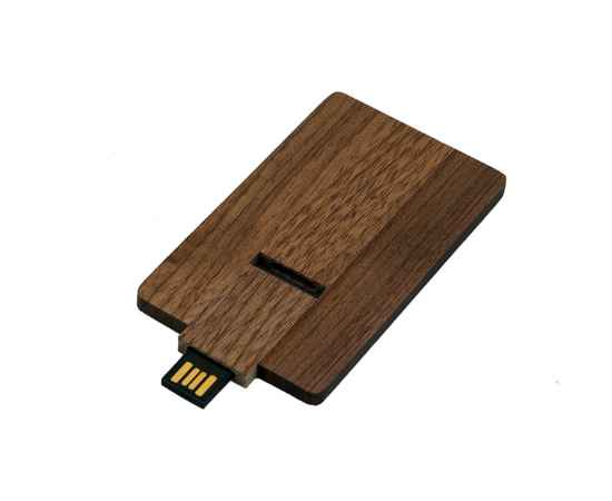 USB 2.0- флешка на 16 Гб в виде деревянной карточки с выдвижным механизмом, 16Gb, 7003.16.01, Цвет: коричневый, Размер: 16Gb, изображение 2
