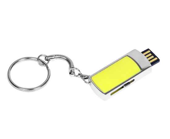 USB 2.0- флешка на 16 Гб с выдвижным механизмом и мини чипом, 16Gb, 6401.16.04, Цвет: желтый,серебристый, Размер: 16Gb, изображение 2