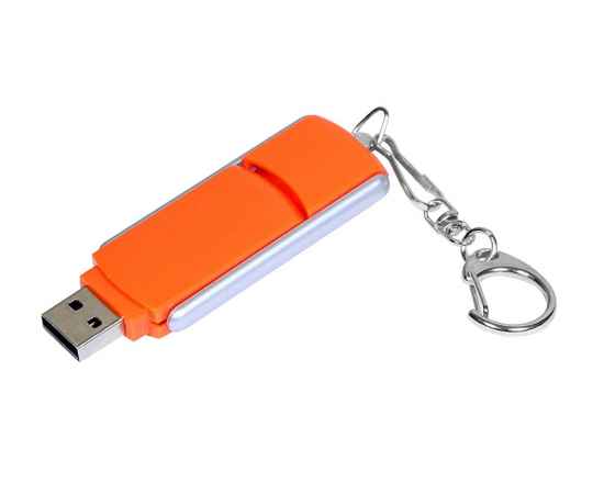 USB 2.0- флешка промо на 16 Гб с прямоугольной формы с выдвижным механизмом, 16Gb, 6040.16.08, Цвет: оранжевый,серебристый, Размер: 16Gb, изображение 2