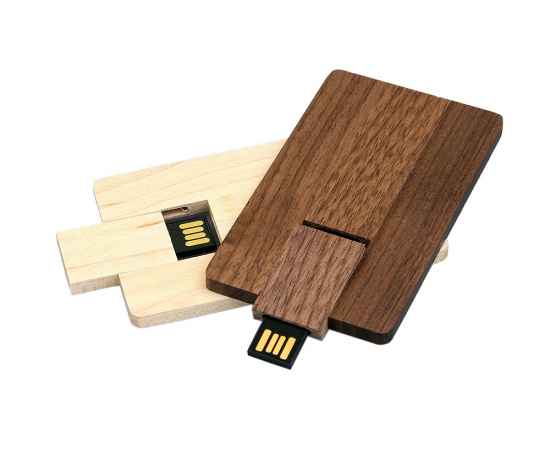 USB 2.0- флешка на 16 Гб в виде деревянной карточки с выдвижным механизмом, 16Gb, 7003.16.01, Цвет: коричневый, Размер: 16Gb, изображение 4