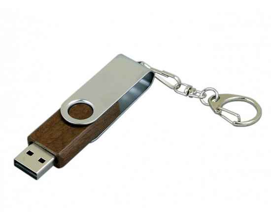 USB 2.0- флешка промо на 16 Гб с поворотным механизмом, 16Gb, 6032.16.01, Цвет: коричневый,серебристый, Размер: 16Gb, изображение 2