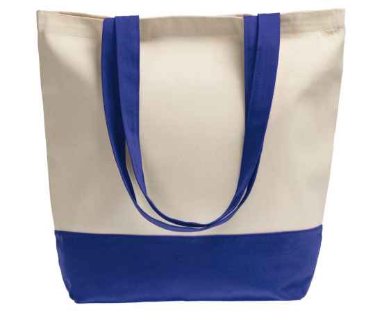 Холщовая сумка Shopaholic, ярко-синяя, Цвет: синий, неокрашенный, Размер: 43,5х40,5х14 см, ручки: 69х3 см, изображение 2