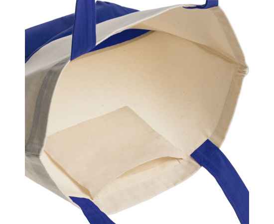 Холщовая сумка Shopaholic, ярко-синяя, Цвет: синий, неокрашенный, Размер: 43,5х40,5х14 см, ручки: 69х3 см, изображение 4