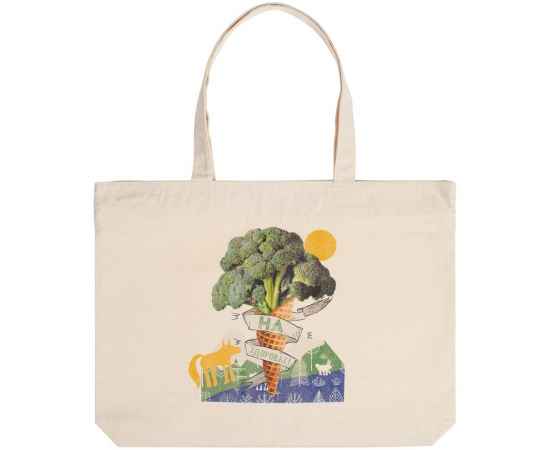 Холщовая сумка с молнией «На здоровье!», неокрашенная, Цвет: неокрашенный, Размер: 49х39х6, изображение 2