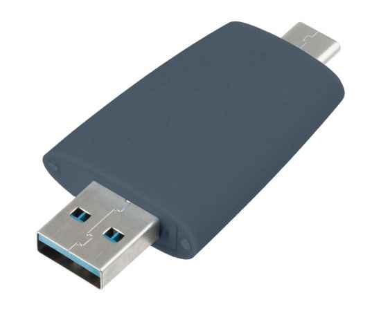 Флешка Pebble Type-C, USB 3.0, серо-синяя, 16 Гб, Цвет: синий, серый, изображение 3