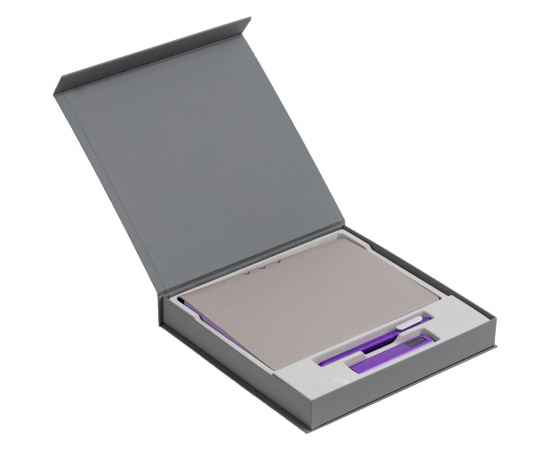 Коробка Memoria под ежедневник, аккумулятор и ручку, серая, Цвет: серый, Размер: 23, изображение 2