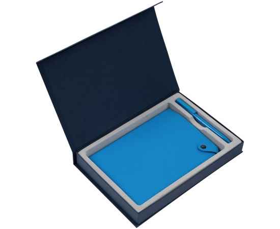 Коробка Silk с ложементом под ежедневник 15х21 и ручку, синяя, Цвет: синий, Размер: 27х18х3, изображение 3