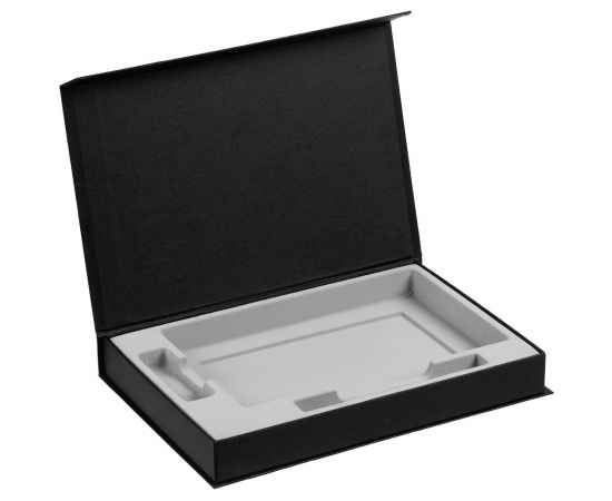 Коробка Silk с ложементом под ежедневник 13x21 см, флешку и ручку, черная, Цвет: черный, изображение 2