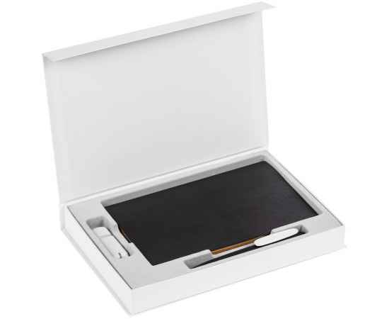 Коробка Silk с ложементом под ежедневник 13x21 см, флешку и ручку, белая, Цвет: белый, изображение 3