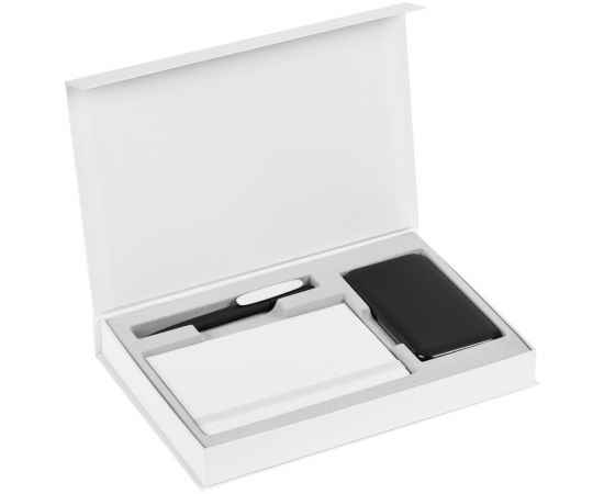 Коробка Silk с ложементом под ежедневник 10x16 см, аккумулятор и ручку, белая, Цвет: белый, изображение 3