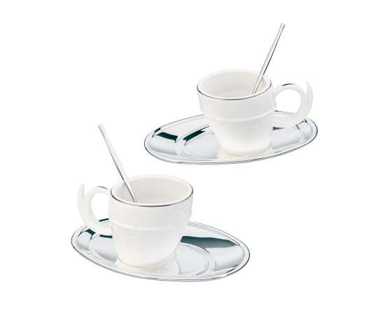 Набор чайный 'Ricciolo', на 2 персоны, белый с серебром, Цвет: белый с серебром