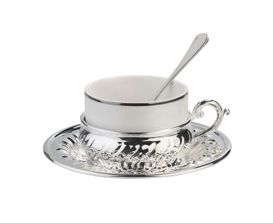 Набор для чая 'Богемия', на 1 персону, белый с серебром, Цвет: белый с серебром