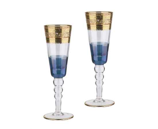 Набор для шампанского, 2 фужера, синий с золотом, Цвет: синий с золотом