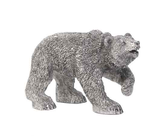 Статуэтка 'Медведь', посеребрение, h 11 см, серебристый, Цвет: серебристый