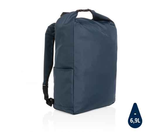 Легкий рюкзак роллтоп Impact из RPET AWARE™, Синий, Цвет: темно-синий, Размер: Длина 31,5 см., ширина 14,5 см., высота 46 см.