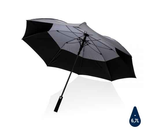 Зонт-антишторм Impact из RPET AWARE™ 190T, d120 см, Серый, Цвет: темно-серый, Размер: , высота 93 см., диаметр 120 см.