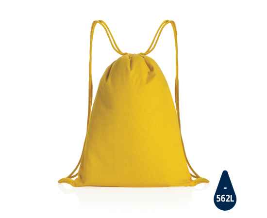 Рюкзак на шнурке Impact из переработанного хлопка AWARE™, 145 г, Желтый, Цвет: желтый, Размер: Длина 35 см., ширина 1 см., высота 44 см.