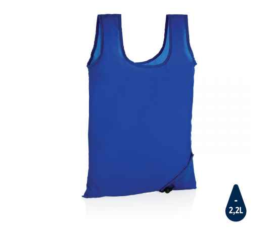 Плотная складная сумка-шоппер Impact из RPET AWARE™, Синий, Цвет: синий, Размер: Длина 38 см., ширина 0,1 см., высота 41,5 см.