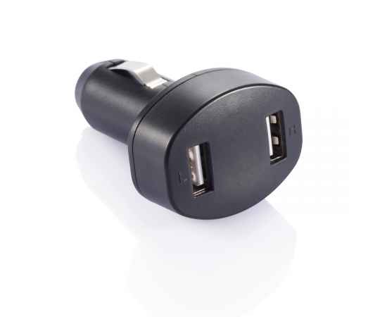Зарядное устройство для автомобиля с 2 USB-портами, черный,, Цвет: черный, Размер: Длина 4,2 см., ширина 3,3 см., высота 6,7 см.