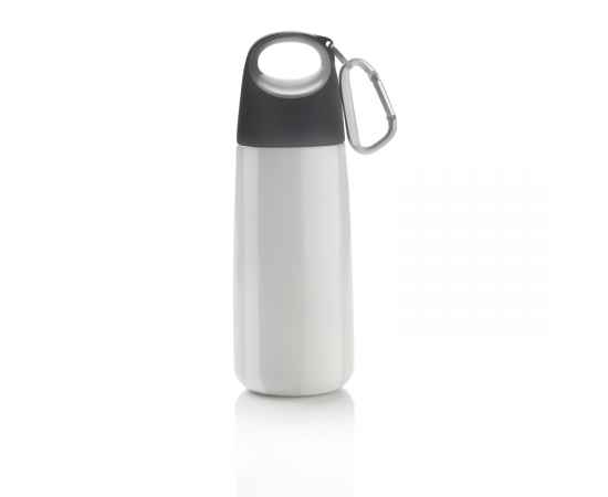 Бутылка для воды с карабином Bopp Mini, 350 мл, Серый, Цвет: белый, темно-серый, Размер: , высота 18 см., диаметр 6 см.