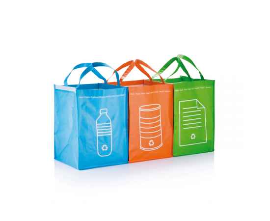 3 сумки для сортировки мусора, зеленый,, Цвет: зеленый, Размер: Длина 41,6 см., ширина 29 см., высота 29,2 см.