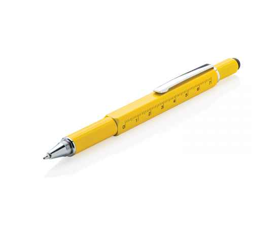 Многофункциональная ручка 5 в 1, желтый,, Цвет: желтый, Размер: , ширина 1,3 см., высота 15 см.