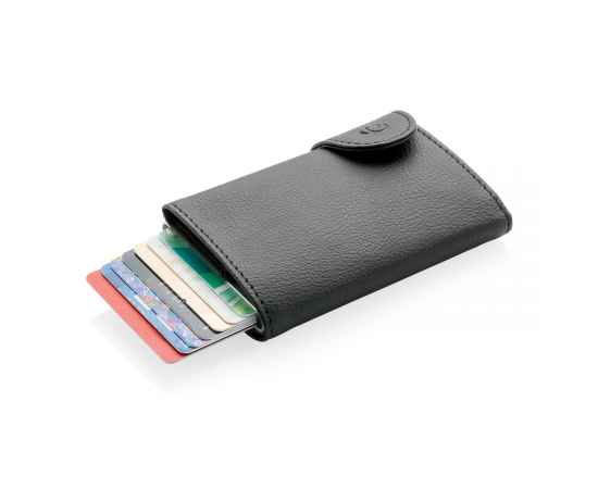 Кошелек с держателем для карт C-Secure RFID, Черный, Цвет: черный, серебряный, Размер: Длина 9,5 см., ширина 6,8 см., высота 1,6 см.