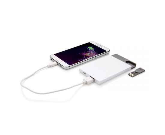 Зарядное устройство с USB–флешкой на 8 ГБ, 2500 mAh, белый,, Цвет: белый, Размер: Длина 0,8 см., ширина 6,2 см., высота 11,4 см., диаметр 0,0 см.