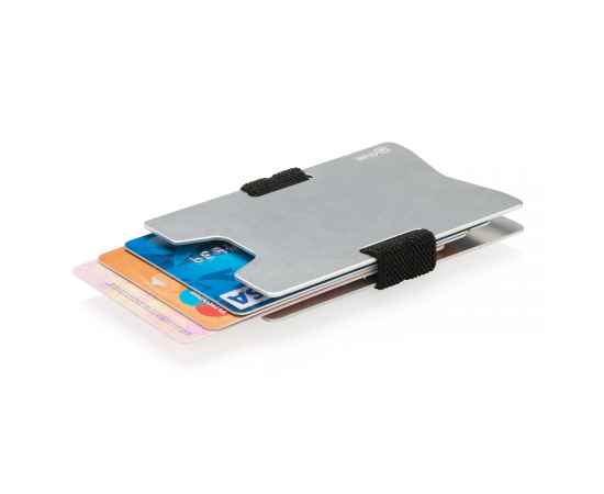 Алюминиевый чехол для карт с защитой от сканирования RFID, Черный, Цвет: серебряный, черный, Размер: , ширина 5,8 см., высота 8,8 см.