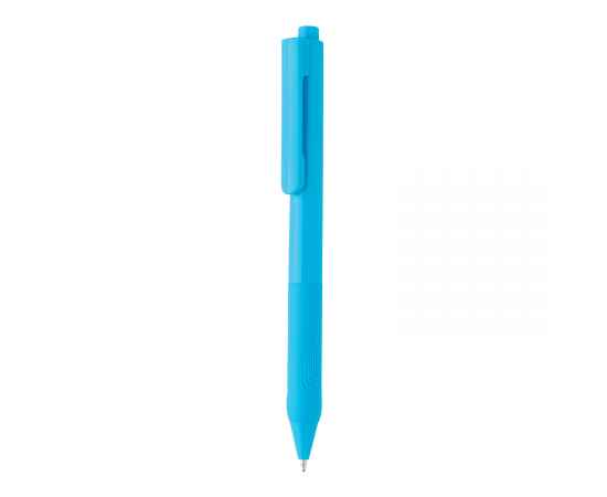 Ручка X9 с глянцевым корпусом и силиконовым грипом, Синий, Цвет: синий, Размер: , высота 14,3 см., диаметр 1,1 см.
