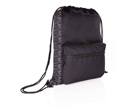 Светоотражающий рюкзак на шнурке из RPET AWARE™, Черный, Цвет: черный, Размер: Длина 34 см., ширина 14 см., высота 44 см.
