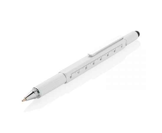 Многофункциональная ручка 5 в 1, белый,, Цвет: белый, Размер: , ширина 1,3 см., высота 15 см.