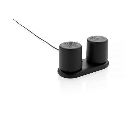 Беспроводные парные колонки с индукционной зарядной базой, черный,, Цвет: черный, Размер: Длина 11,5 см., ширина 5,4 см., высота 6,3 см.