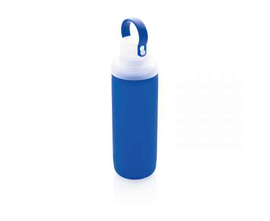 Стеклянная бутылка в силиконовом чехле, Синий, Цвет: синий, Размер: , высота 22,2 см., диаметр 7 см.
