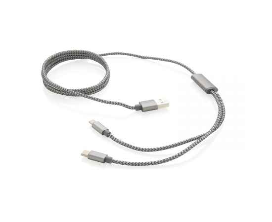 Плетеный кабель 3-в-1, серый,, Цвет: серый, Размер: , высота 124 см., диаметр 0,5 см.