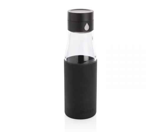 Стеклянная бутылка для воды Ukiyo с силиконовым держателем, 600 мл, Черный, Цвет: черный, Размер: Длина 7 см., ширина 5,5 см., высота 23,5 см.