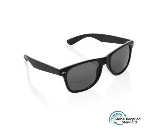Солнцезащитные очки из переработанного пластика (сертификат GRS), Черный, Цвет: черный, Размер: Длина 14,4 см., ширина 4,8 см., высота 3 см.