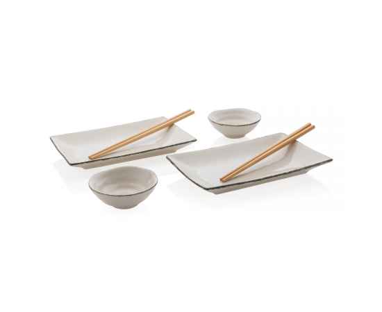 Набор посуды для суши Ukiyo для двоих, Белый, Цвет: белый, черный, Размер: Длина 20,5 см., ширина 13 см., высота 3,5 см.