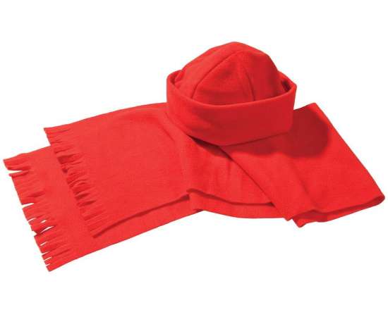 Комплект Unit Fleecy: шарф и шапка, красный, Цвет: красный, Размер: шарф: 150х25 см