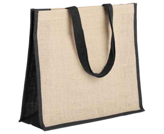 Холщовая сумка для покупок Bagari с черной отделкой, Цвет: неокрашенный, Размер: 40х35x12 с