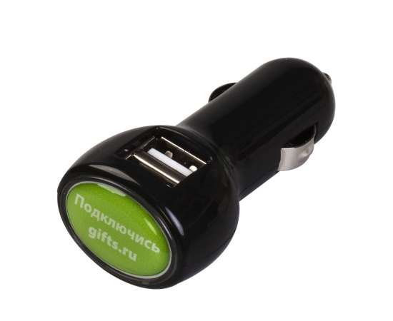 Автомобильное зарядное устройство с подсветкой Logocharger, черное, Цвет: черный, Размер: 7