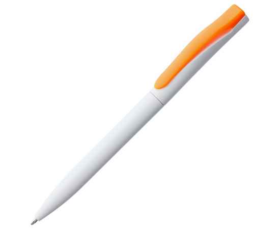 Ручка шариковая Pin, белая с оранжевым, Цвет: оранжевый, Размер: 14