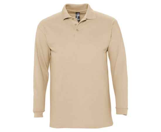 Рубашка поло мужская с длинным рукавом Winter II 210 бежевая G_11353115S, Цвет: бежевый, Размер: S