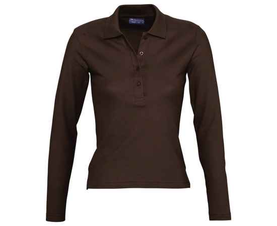 Рубашка поло женская с длинным рукавом Podium 210 шоколадно-коричневая G_11317398L, Цвет: шоколадный, Размер: L
