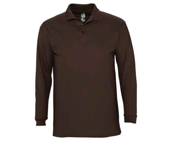 Рубашка поло мужская с длинным рукавом Winter II 210 шоколадно-коричневая G_11353398M, Цвет: шоколадный, Размер: M